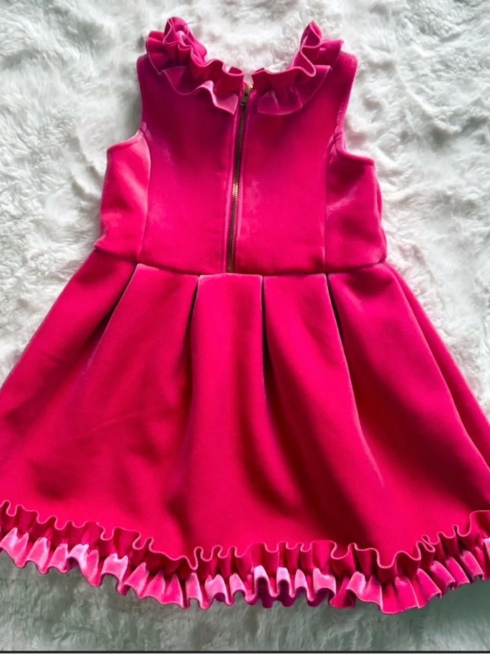 NWOT  Barbie Pink Velvet Ruffle Dress